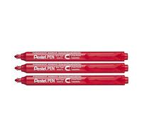 Pentel Marqueur permanent NXS15-B – pointe ogive rétractable, rechargeable – rouge