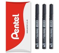 Pentel Lot de 3 marqueurs permanents fins N50S - Pointe ogive de 3,18 mm - Encre noire - Dans un emballage d'oreiller - Pour une utilisation sur carton, métal, bois, plastique et verre