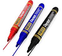 Pentel Lot de 3 marqueurs permanents N850 - Pointe ogive de 4,2 mm - Noir, bleu, rouge