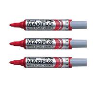Pentel Lot De 3 Marqueurs Tableau Blanc Maxiflo Mwl5m Rouge