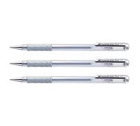 PENTEL Lot de 3 Rollers à encre Hybrid Gel Grip K118 Pte 0,8 mm Métallisé Argent