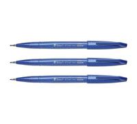 PENTEL Lot de 3 Stylos feutre Sign Pen SES15 Pte Brush Flexible Bleu