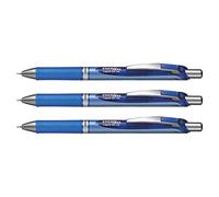 PENTEL Lot de 3 stylos roller à encre gel liquide EnerGel BLN75, bleu