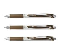 Pentel Lot De 3 Stylos Roller Encre Gel Energel Bl77, Marron