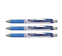 PENTEL Lot de 3 Stylos Roller encre gel rétractable ENERGEL BL77 Pointe 0,7 mm bleu