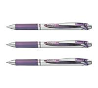 Pentel Lot De 3 Stylos Roller Encre Gel Rétractable Energel Bl77 Pointe 0,7 Mm Lilas