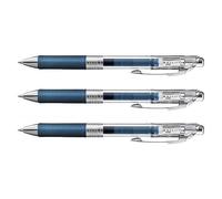 PENTEL Lot de 3 Stylos Roller encre gel rétractable ENERGEL PURE BL77 Pointe 0,7 mm bleu nuit