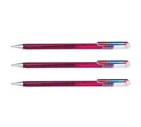 Pentel Lot De 3 Stylos Roller Gel Hybrid Dual Metallic Glitter, Rouge