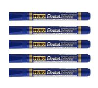 Pentel Lot De 5 Marqueurs Permanent Marker N860 Pointe Biseautée 2-4mm Bleu