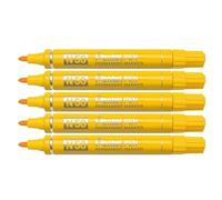 PENTEL Lot de 5 Marqueurs Permanent N50 Corps Aluminium Pointe Ogive 2mm Jaune