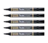 Pentel Lot De 5 Marqueurs Permanent N860, Noir, Pointe Biseautée