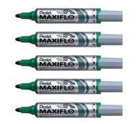 Pentel Lot De 5 Marqueurs Pour Tableau Blanc Maxiflo Mwl5m Vert