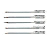 PENTEL Lot de 5 Rollers encre gel métallique Hybrid roller K108 Argent