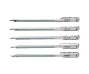 PENTEL Lot de 5 Rollers encre gel métallique Hybrid roller K108 Argent