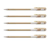 PENTEL Lot de 5 Rollers encre gel métallique Hybrid roller K108 Or