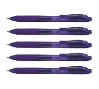 Pentel Lot De 5 Rollers Encre Gel Rétractable Energel X Bl107 Pointe 0,7 Mm Violet