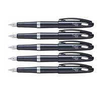 Pentel Lot De 5 Stylos Plume Tradio Corps Vernis Noir Encre Bleue