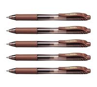 Pentel Lot De 5 Stylos Roller À Encre Gel Energel-X Bl107 Pointe 0,7mm Marron