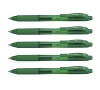 Pentel Lot De 5 Stylos Roller Encre Gel Rétractable Energel X Bl107 Pointe 0,7 Mm Vert