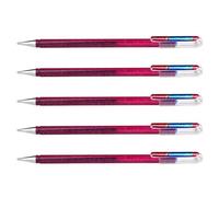 Pentel Lot De 5 Stylos Roller Gel Hybrid Dual Metallic Glitter, Rouge