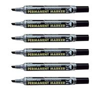 Pentel Lot De 6 Marqueurs Permanent Maxiflo Nlf60 Pointe Biseautée 1 - 3,5mm Noir