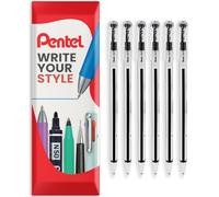 Pentel Lot de 6 stylos-billes rechargeables Noir Pointe 0,7 mm Trait 0,25 mm