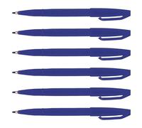 Pentel Lot De 6 Stylos Feutre Sign Pen S 520 Pointe Fibre Acrylique 2mm Bleu