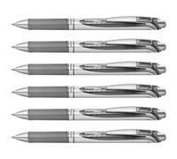 PENTEL Lot de 6 Stylos Roller encre gel rétractable ENERGEL BL77 Pointe 0,7 mm gris