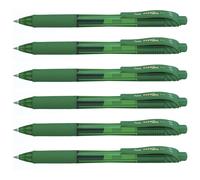 Pentel Lot De 6 Stylos Roller Encre Gel Rétractable Energel X Bl107 Pointe 0,7 Mm Vert