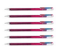 Pentel Lot De 6 Stylos Roller Gel Hybrid Dual Metallic Glitter, Rouge