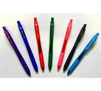 Pentel - Lot de 7 stylos-billes BL107 Energel rétractables assortis - Pointe en métal de 0,7 mm - Zone de prise en main en caoutchouc - 1 DE CHAQUE COULEUR : NOIR, BLEU, ROUGE, VERT, VIOLET, BLEU CLAIR ET ROSE - Stylos à encre gel BL107