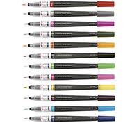 Pentel - Lot de stylos pinceaux avec pointe en nylon - 12 couleurs assorties - rechargeables