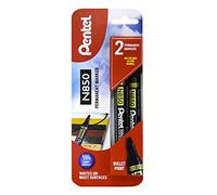 Pentel Marqueur Bullet Point N850, pointe 4,2 mm, encre noire, 1 carte blister avec 2 marqueurs