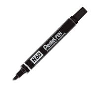 PENTEL Marqueur permanent pointe biseau corps métal encre Noire indélébile N60