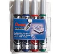 Pentel – Marqueur tableau blanc Maxiflo – pointe ogive – pochette de 4 Blanc G