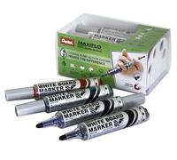 Pentel Maxiflo Brosse pour tableau blanc + 4 Marqueurs à pointe conique large Noir/Blanc/Rouge/Vert