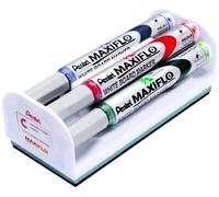 Pentel Maxiflo Liquid Ink Drywipe Marker Eraser Set, Fine Bullet Tip