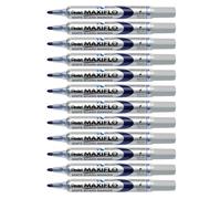 Pentel Marqueurs effaçables à sec Maxiflo - Lot de 12, pointe conique moyenne, bleu