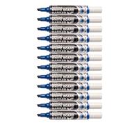 Pentel Maxiflo Lot de 12 marqueurs effaçables à sec tableau blanc Pointe biseautée large Encre liquide Bleue