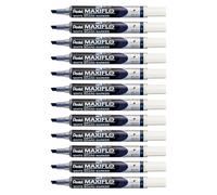 Pentel Maxiflo Lot de 12 marqueurs effaçables à sec tableau blanc Pointe biseautée moyenne Encre liquide bleue MWL6S-C
