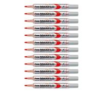 Pentel Marqueurs effaçables tableau blanc Maxiflo Pointe ogive large Encre liquide rouge Lot de 12