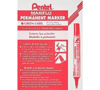 Pentel Maxiflo Lot de 12 marqueurs permanents Pointe ogive moyenne Encre Rouge