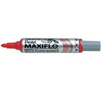 Pentel - Maxiflo - Marqueur Effaçable À Sec Tableau Blanc - Pointe Ogive Large - Encre Liquide Base Alcool Rouge - Lot De 12