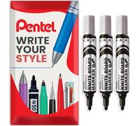 Pentel Maxiflo MWL5M Lot de 3 marqueurs pour tableau blanc Pointe ogive moyenne Encre noire