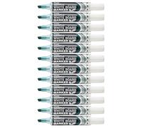 Pentel Maxiflo MWL6 Lot de 12 Marqueurs effaçables à sec pour tableaux blancs Pointe biseautée large Encre liquide Vert