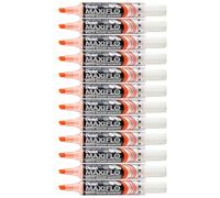 Pentel Maxiflo - MWL6 Lot de 12 Marqueurs effaçables à sec pour tableau blanc Pointe biseautée large- encre liquide Orange