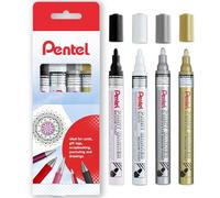 Pentel MMP10 Lot de 4 marqueurs à encre pigmentée permanente dans une pochette en carton