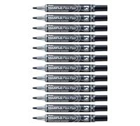 Pentel MWL5SBF Maxiflo Flex-Feel Marqueur pour Tableaux Blancs Réencrable à Pointe Flexible Noir - Lot de 12