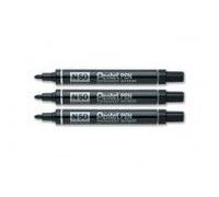 Pentel - N50/A-N - N50 - Marqueur Permanent - Pointe Ogive - Corps Métal Indélébile - Noir - Lot De 12