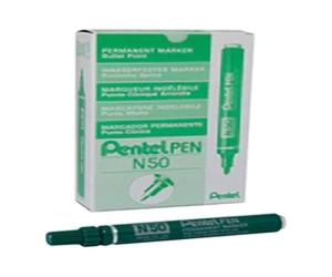 Pentel N50-D - N50 Permanent Marker Bullet Tip Green PK12 Green Pocket